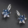 HUAMI Double Layer Flower Earrings Hoop Ear Clip With CZ Zirconia Design Big Jewelry For Wedding Women Earrings Dangle Drop