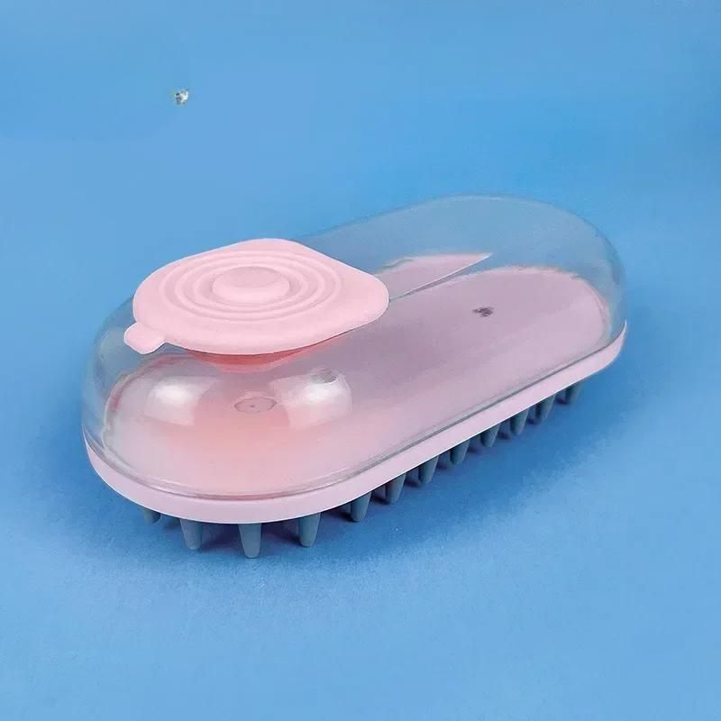 

Щетка для мытья шампунем для домашних животных, щетка для купания шампунем для домашних животных, успокаивающая массажная резиновая расческа, щетка для купания собак для очищения чувствительной кожи на короткой щетине розовый