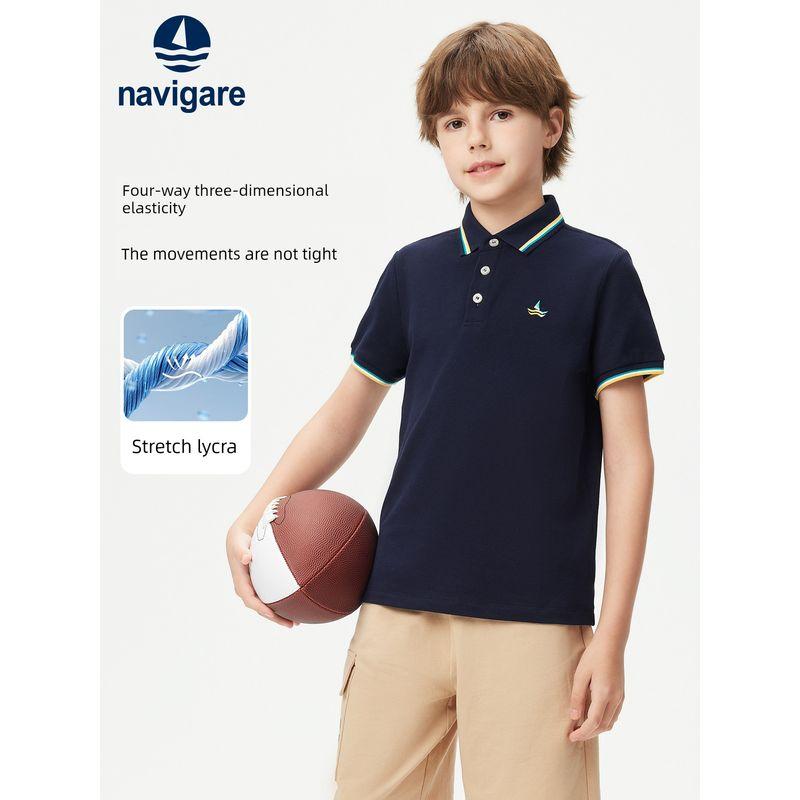 [5A Antibacterial] Navigare Italian Sailboat Boys' Polo Shirt Summer Thin Short-Sleeved T-Shirt Top