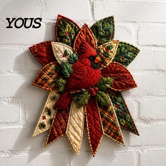 Dekoratives Wandbehang-Bastelset Festliches gestepptes Weihnachts-Tür-DIY-Nähset, Immergrüner Baum, 3D-gepolsterte Patchwork-Kunsthandwerk-Bedarfsset für