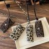 Myerlade Vintage Leather Leopard Print Pendant Necklace - Geometric Sweater Chain for Autumn/Winter