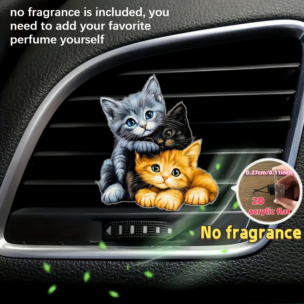 2D flat three kittens car vent clip decorative diffuser (fragrance not included),car interior decoration, aromatherapy clip,ideal for holiday gifts