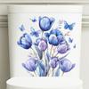 Badezimmer-WC-Aufkleber, modernes minimalistisches blaues Blumen-Schmetterlingsmuster, selbstklebende Gemälde für die Badezimmer-Wohnzimmerdekoration