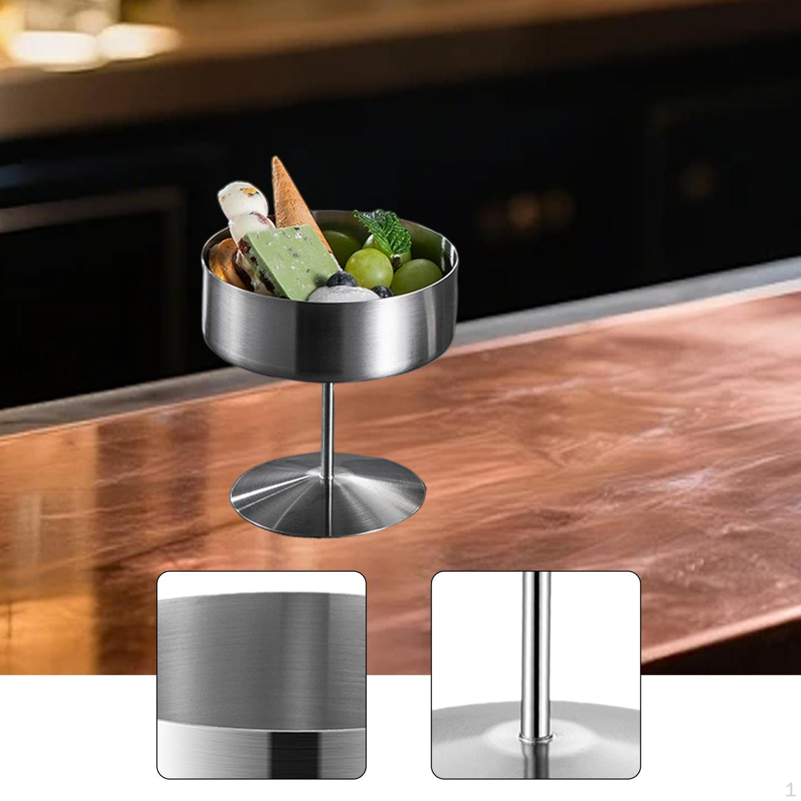 

Высокая ножка Лед Нержавеющая сталь Десертная чашка Миска Закуска Конфета для мороженого Silver 200ML