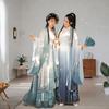 Elegant Hanfu Women Cross Collar Chinese Style Dance Dress For Wei And Jin Dynasties