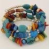 1 szt. Boho Vintage Bransoletka, Kolorowy Naturalny Turkus Wielowarstwowa Elastyczna Owinięta Bransoletka, Wykwintna Etniczna Biżuteria dla Kobiet