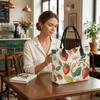  Cute Strawberry Daisy Print Canvas Tote Bag for Daily Shopping Casual Handbag for Women