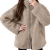 Nowy Jesienno-zimowy Styl Damski Jednokolorowy Luźny Wełniany Płaszcz z Wysokim Dekoltem Wykonany z Wełny Jagnięcej