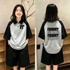 Girls' Loose Lapel Short-Sleeve Patchwork Polo T-Shirt Set - Summer Fashion for Medium & Large Children