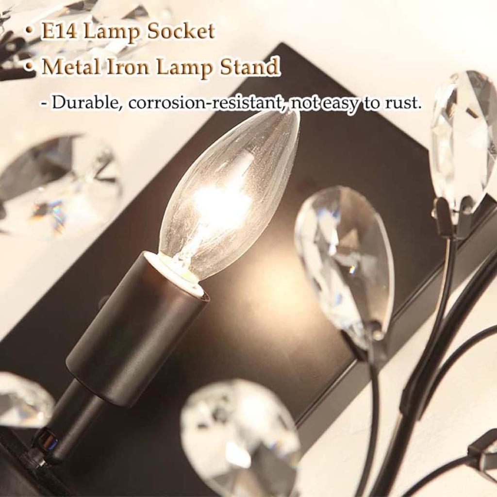 Crystal Wall Sconce, Elegant Flower Branch Wall Sconce Lamps, Modern Minimalist Wall Decor Bedside Wall Lighting Pendant Wall Lamp Fixture for