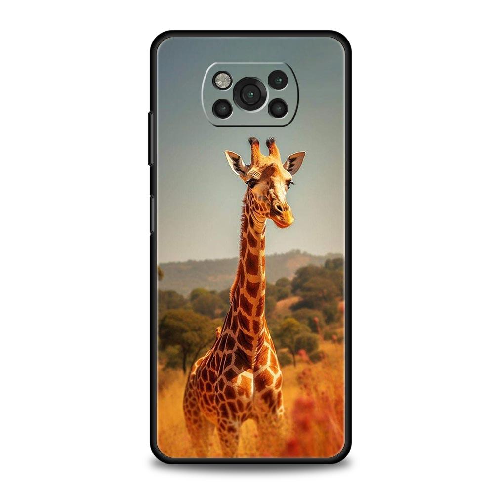 

Чехол для телефона для Xiaomi Poco X6 X5 X4 Pro 5G X3 NFC F5 F4 M5 M4 M3 F3 GT C51 C50 C55 Мягкий силиконовый Черный чехол жираф Poco F5