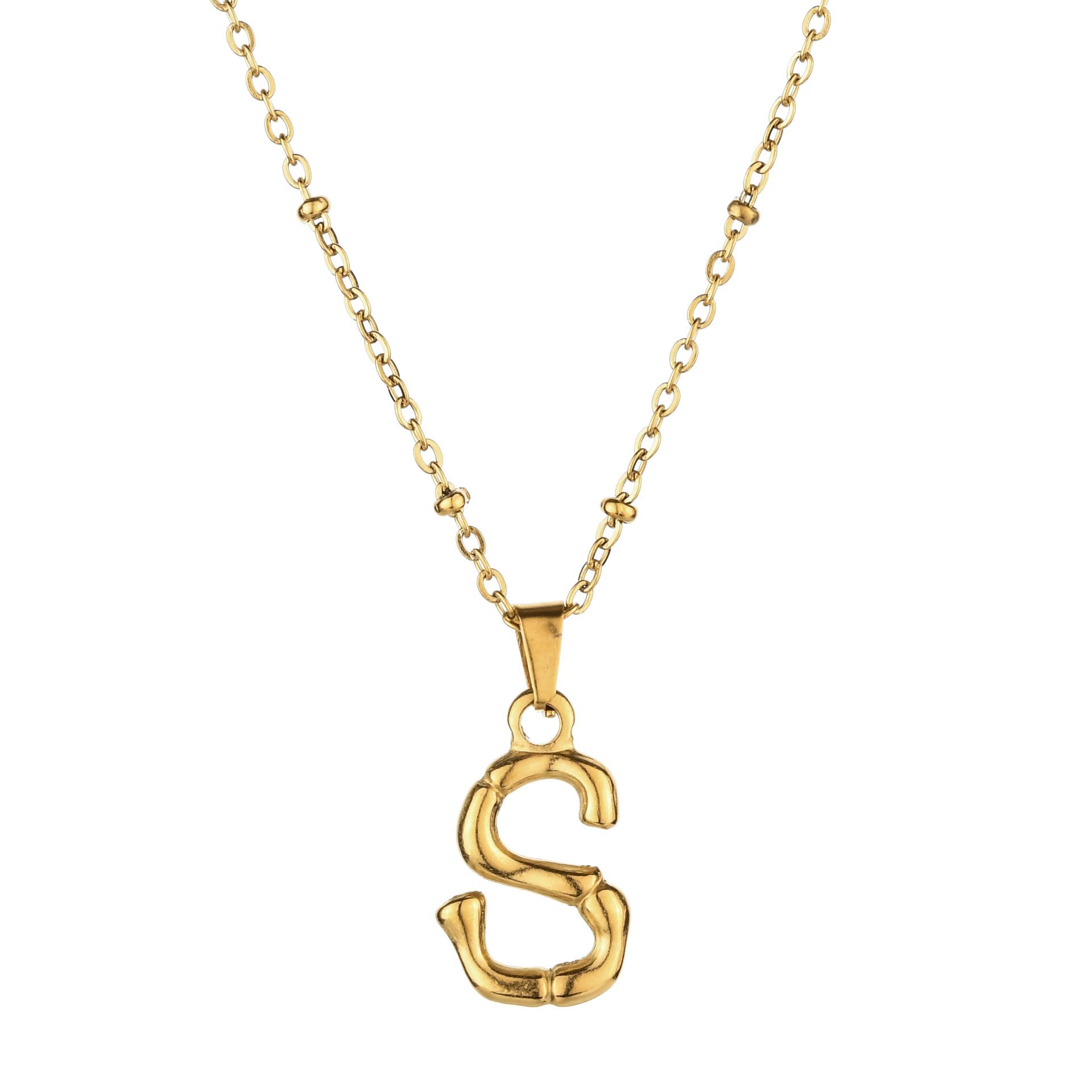 Cross Geometry Stainless Steel English Letter Necklace - Fashionable Metallic Clavicle Chain, Colorfast Design