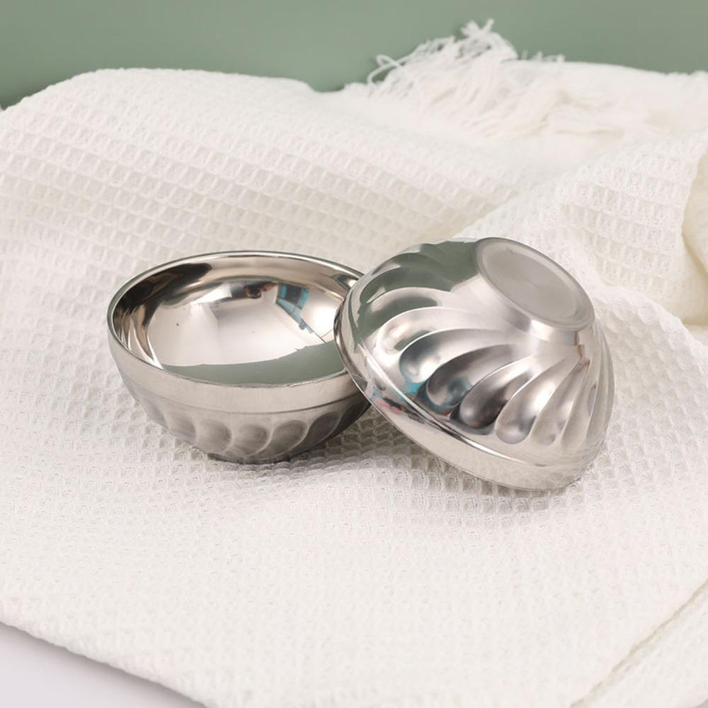 Double-layer Stainless Steel Bowl Fell -resistant Canteen Bowl Tableware Soup Bowl  Kindergarten