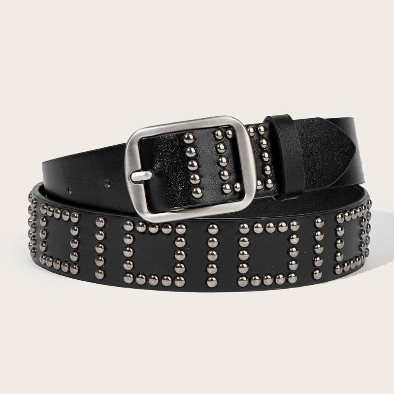 Original Punk Style Rivets Belt Unique Metal Studs for Fashion Statements in Jeans Wear with Comfortable  PU Belt