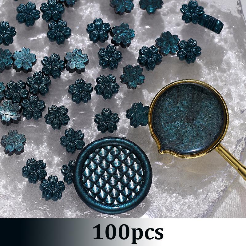 100pcs Aurora Cherry Blossom Fiery Lacquer Wax Pellets, Fiery Lacquer Stamp Sealing Wax Aurora Polarized Gold Sealing Wax