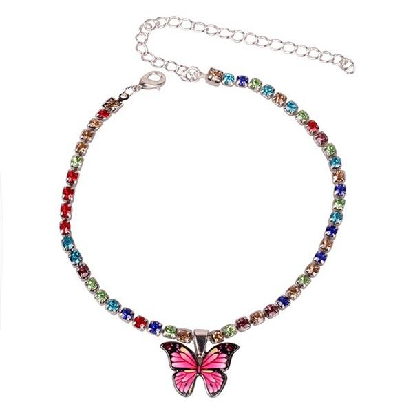 1PC Colourful Butterfly Pendant Anklet for Women Beach Foot Jewelry Bracelet Fashion Party Jewelry