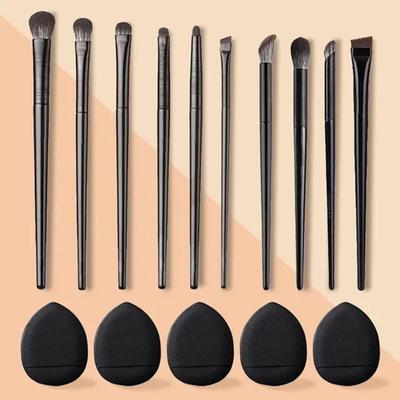 Bristle Eyeshadow Brush Eye Makeup Smudge Undercover Eyeliner Blade Detail Mini Small 10 Piece Set, Black, 1) Black, None