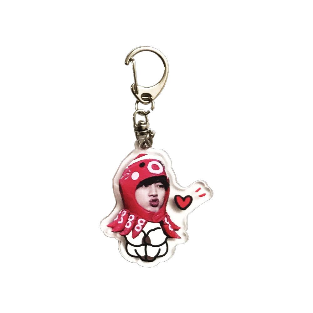 BTS Funny Cartoon Acrylic Keychain, Bangtan Boys Member Face with Cute Outfit Keyring, Kpop Idol Bag Pendant for ARMY Fans