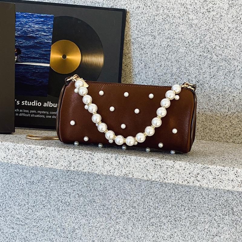 Niche pearl handbag women's autumn new shoulder underarm bag lady fashion pillow bag women