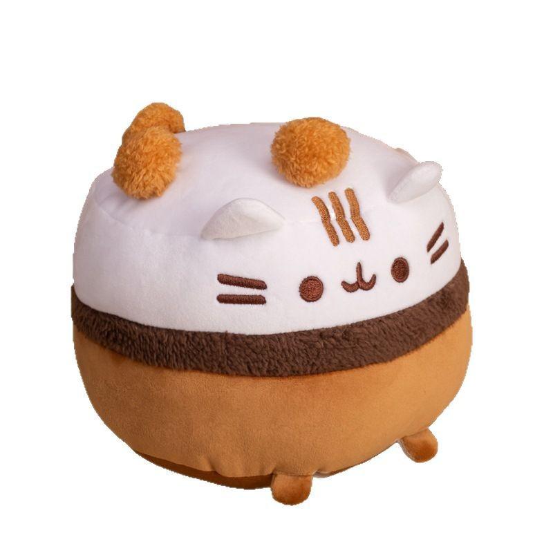 Kawaii Chocolate Ice Cream Fat Cat Plush Toy Stuffed Animal Pillow Ice Cream Cat Creative Gift Kids Birthday Gifts Sofa Decor 15cm