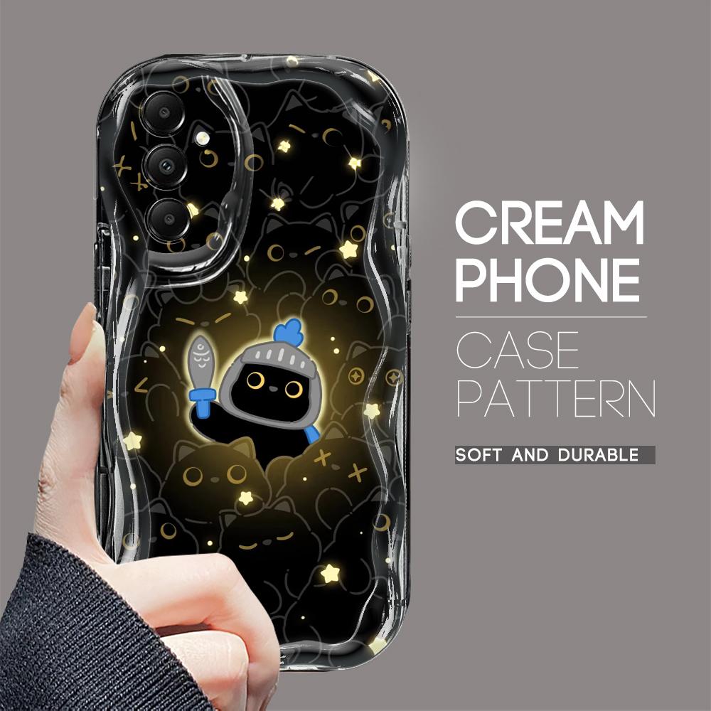 Cute Cartoon Pattern Cream Texture Casing Wavy Edge Soft Silicone Cover Phone Case for Samsung