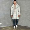 Herre Faux Fur Krage Blazer Jakke Tykk Varm Mellomlang Streetwear Vinterjakke