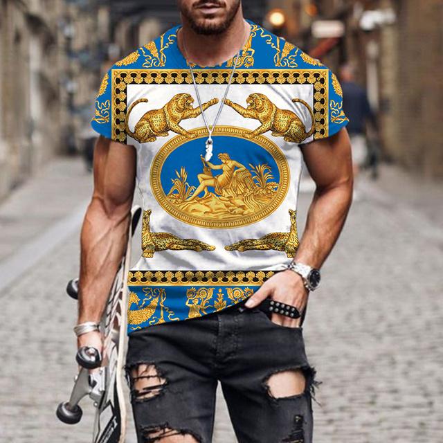 2022 Luxury High-end Pattern 3D Print Men's T Shirt O Neck Short Sleeve Funny Streetwear Summer Loose Male Oversized Tops Tees