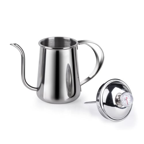 Love-KANKEI Coffee Drip Pot, Narrow-Mouth Stainless Steel Drip Kettle (with Thermometer)