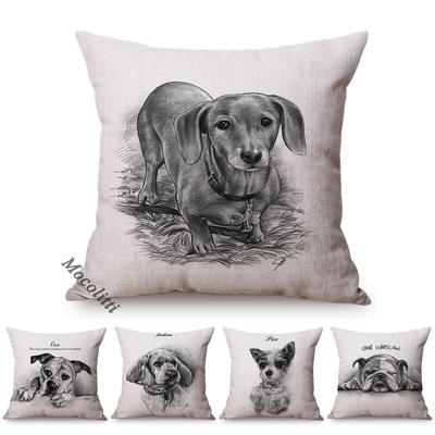 Haustier Hund Skizzenmuster Heimdekoration Sofa Überwurf Kissenbezug Tierstil Wohnzimmer Harmonie Dekorative Stuhl Kissenbezug