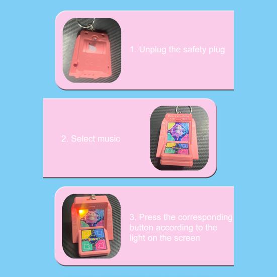 Mini Arcade Dance Machine Keychain with Music Reaction Training Handheld Game Console Kids Adults Battery Operated Dance Game Machine Keyring Toy