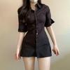 Sommer Slim Fit Raffung Hemdblusenkleid - Sexy, Taillenbetonend, Mittellanges Design für Damen