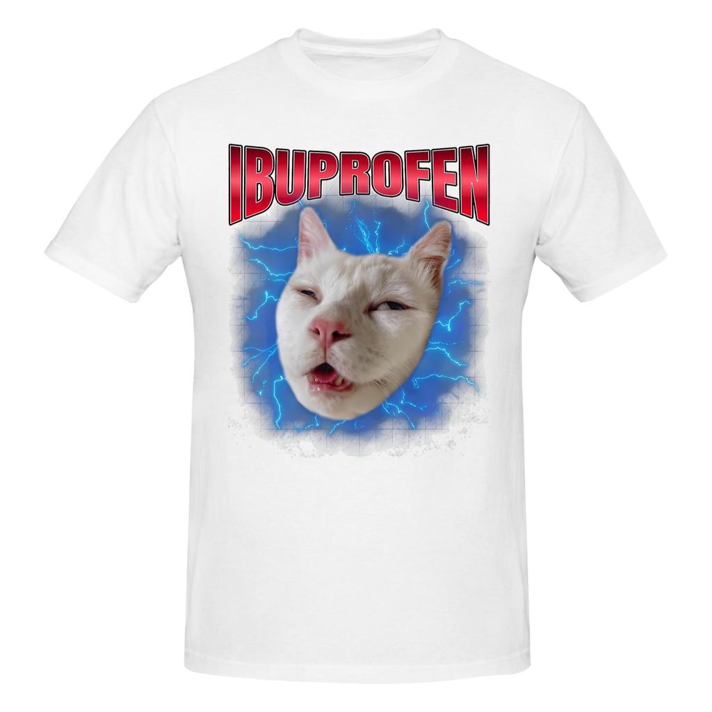 Piece Medicine Cat Funny Cotton TShirt Ibuprofen Cat Meme Tops Tees For Unisex