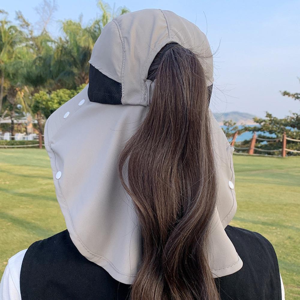 Solid Color Sunshade Shawl Cap Wide-Brimmed Anti-UV Cap Mask Picking Tea Hat  Sport