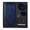 Tie Men'S Trend Net Color Striped Cashew Nut Tie 6-Piece Gift Box Square Scarf Tie Clip Corsage Set
