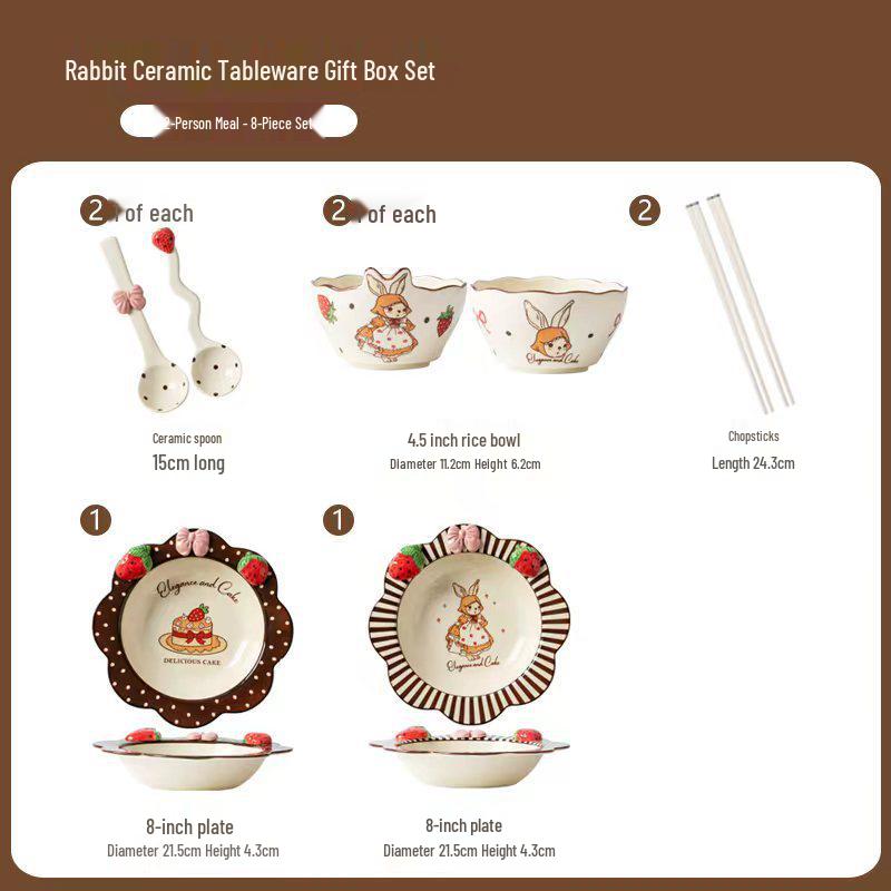 Sophie Rabbit Wedding Gift Tableware Set: Bowl, Plate, Dish for Bride's Engagement or Housewarming