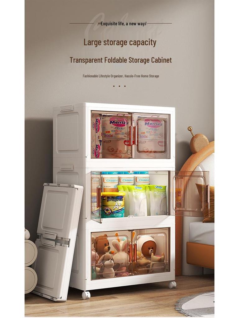 Foldable Children's Wardrobe: Plastic Organizer for Baby Clothes, Toys, Snacks