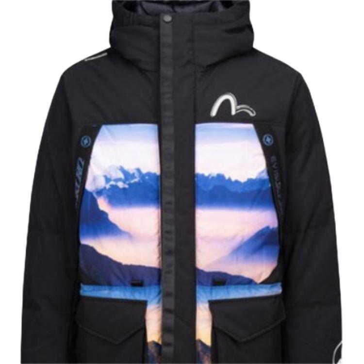 EVISU Down Jackets Men's Black Hooded Moderate Other 2EAGNM1NC730XXPL