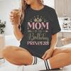 Mom Of The Birthday Princess Print T Shirts Aesthetic Crown Letter Pattern Tshirt Women Short Sleeve Fashion Streetwear Y2K Tops