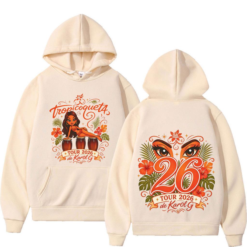 Karol G Viajando Por El Mundo Tropitour 2026 Graphics Hoodie Men Women Fashion Pullover Winter Loose Casual Oversized Sweatshirt
