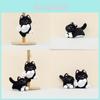 Cute Plush Cat Keychain Toy Soft Sitting Black Cat Doll Accessory For Bags