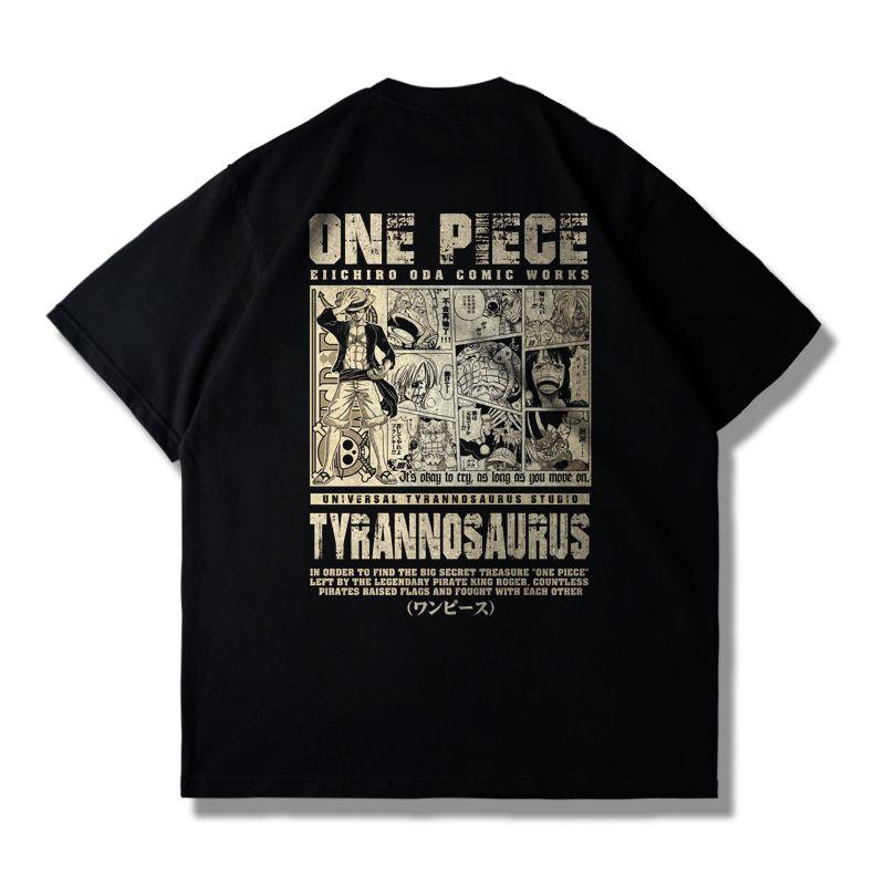 Summer Pure Cotton Japanese ONE PIECE Luffy Tide Brand Short-sleeved Animation T-shirt Printed Men and Women Loose Ins