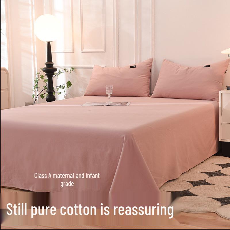 Class A 100% Xinjiang Cotton Brushed Pure Cotton Bed Sheet for Double XL Beds, All-Season, Household.