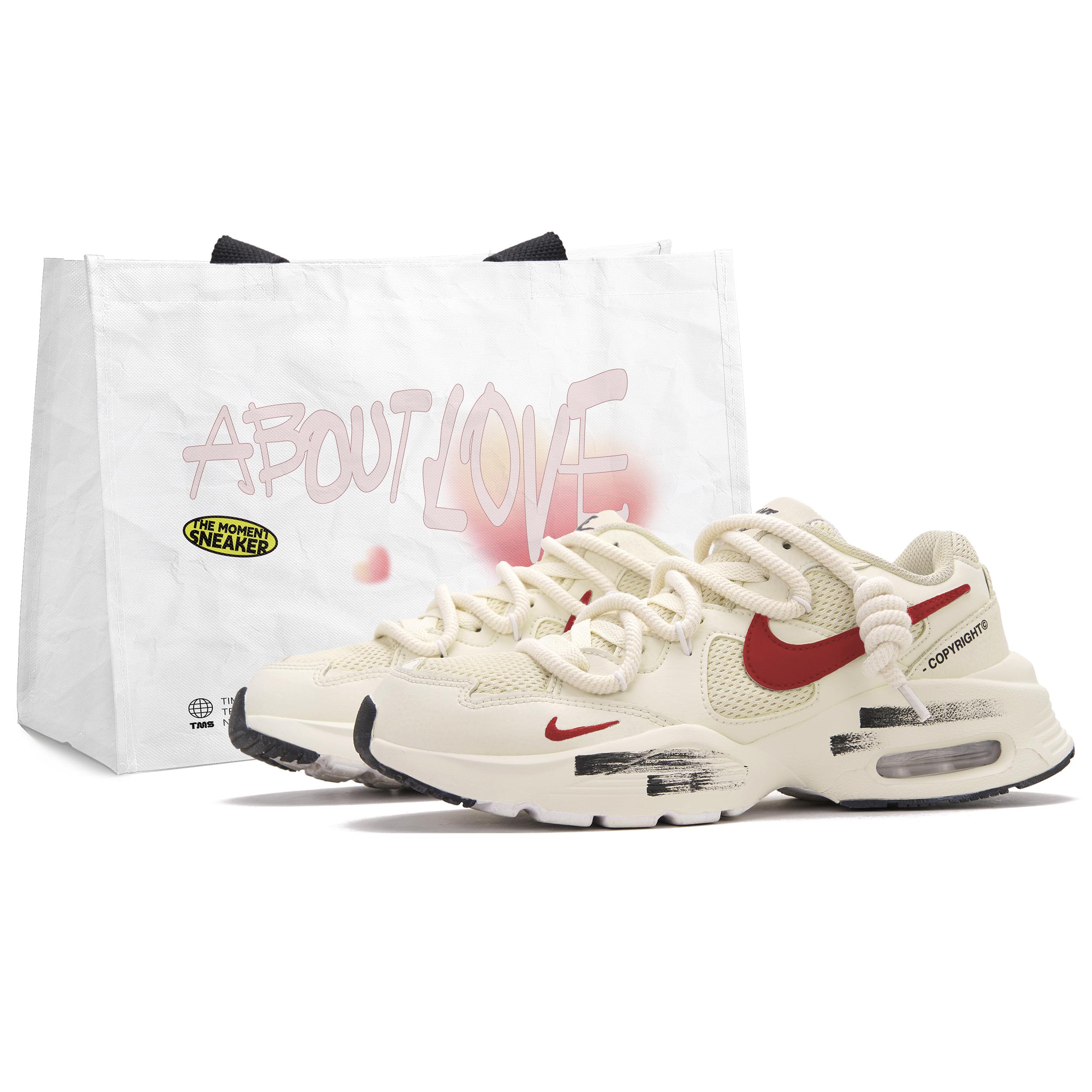 

Nike Air Max Fusion Low top Running Shoes Unisex Ecru Red CJ1671-100(Team645-) 39