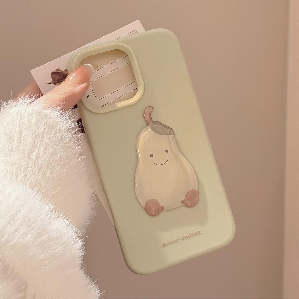 Three Dimensional Cartoon 17pro Max Apple 16 Mobile Phone Case Green Pear Iphone14 Suitable for 13 Small Fresh