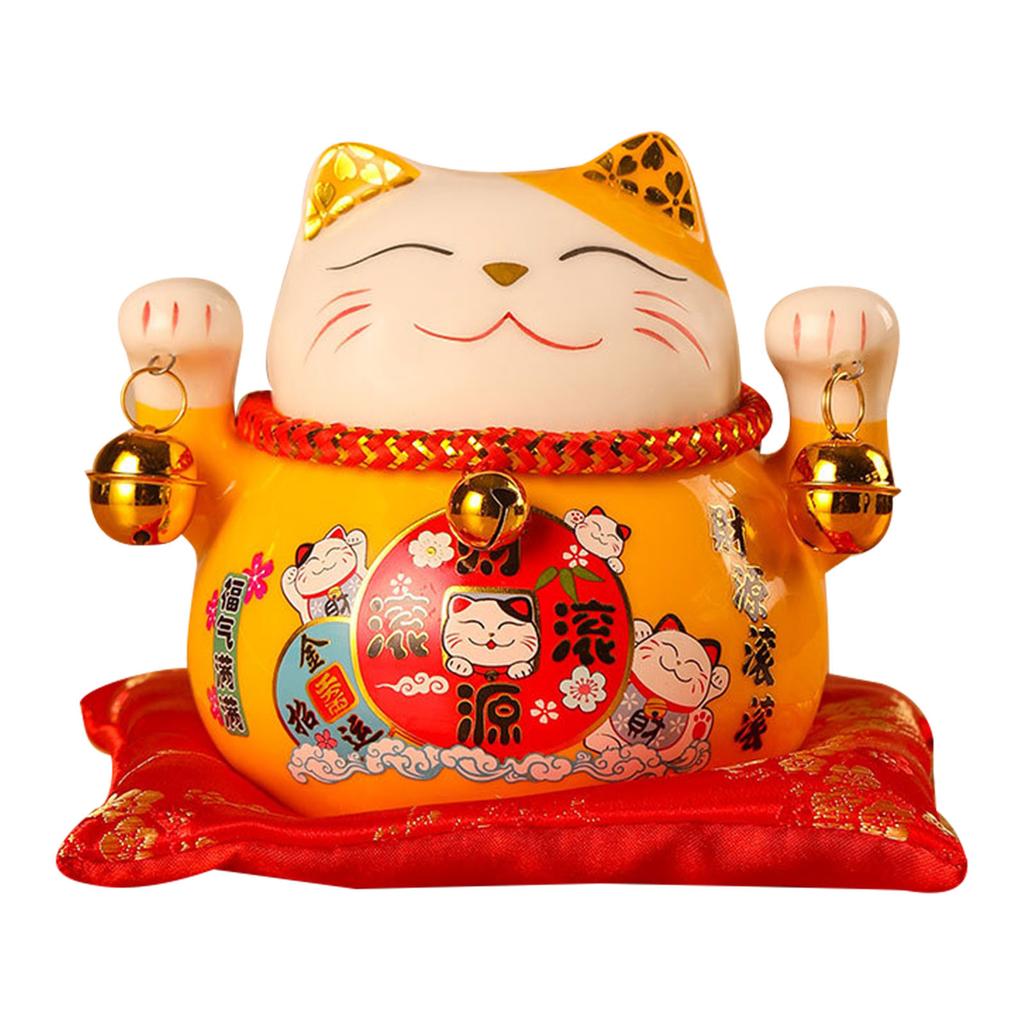 Lucky Cat Coin Bank 4.5in Exquisite Cute Bring Luck Good Wish Ceramic Fortune Cat Saving Pot Desk