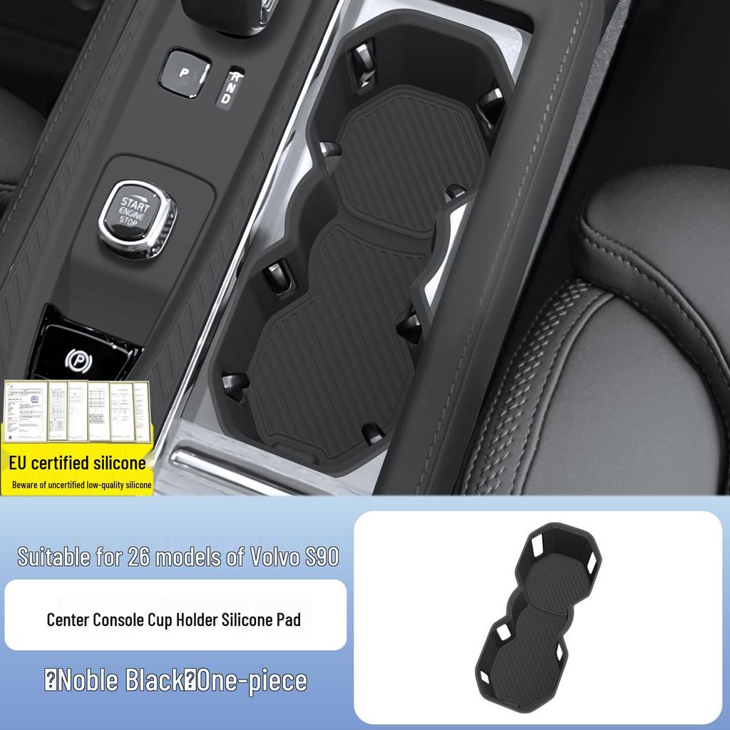 Volvo S90 2026 Center Console Silicone Mat with Wireless Charging and Cup Holder - Interior Upgrade.