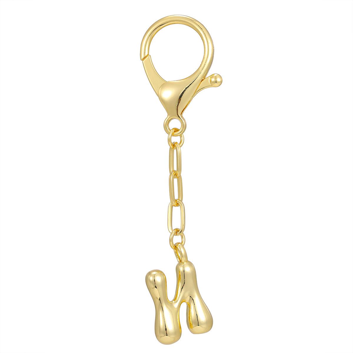 18K Gold-Plated Copper Bubble Letter Keychain | 26 English Letters | Luggage Accessories