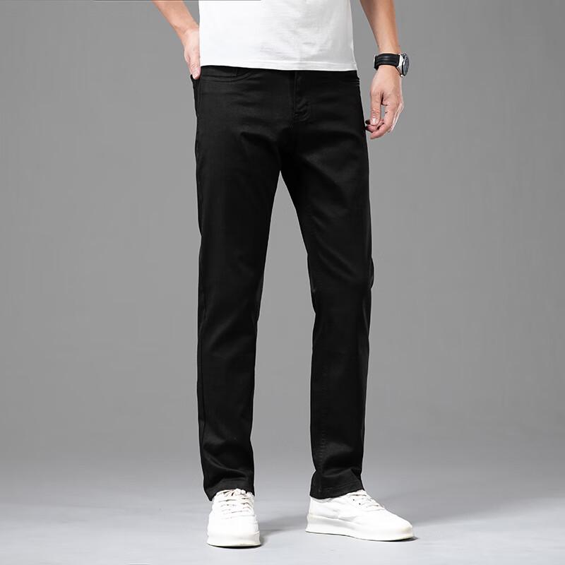 Yiliteng Men's High-Elastic Straight-Leg Jeans