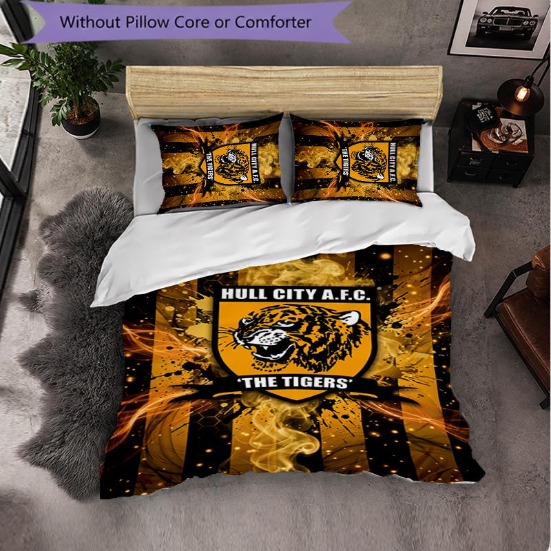 Set Biancheria da Letto a 3 Pezzi Hull City Football Morbido Set Copripiumino con Federe Set Decorazione Camera da Letto per la Casa