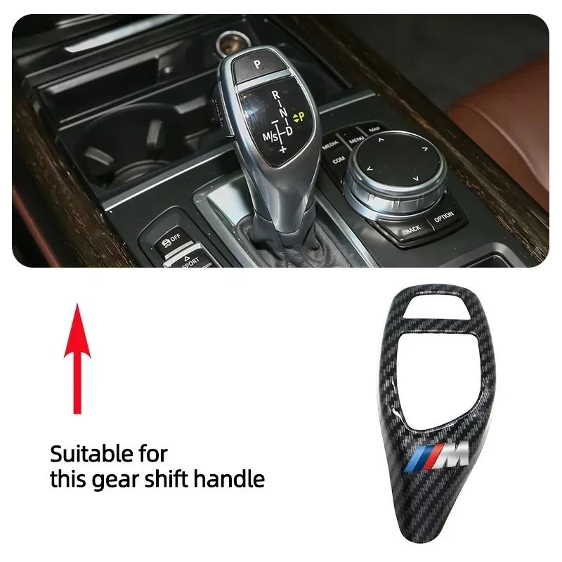 -Car Gear Shift Handle Sticker Carbon Fiber Pattern Protective Cover For BMW M X1 X2 X3 X4 X5 X6 X7 E30 E39 E46 E60 E61 E90 E70